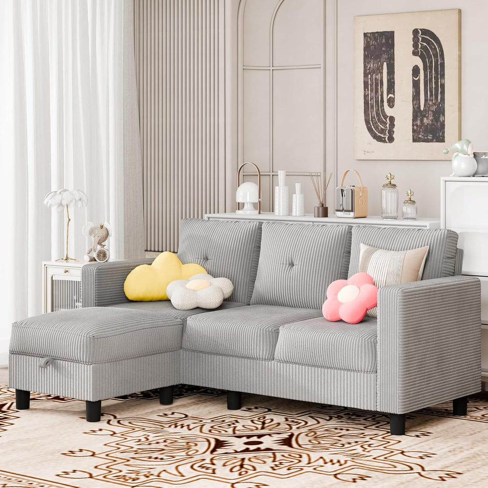 SUNLEI Convertible Sectional Sofa for Small Spaces, L Shaped Modular Sofa wit...