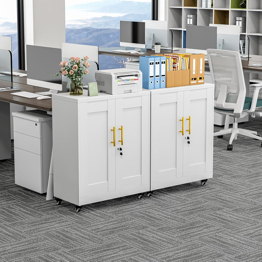 GAIOUS Metal Storage Cabinet with Lock and Wheels, Steel Tool Cabinet with 2 ...