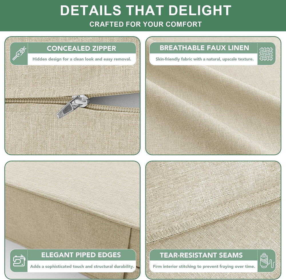 Summsun Patio Chair Cushions Set of 4, Faux Linen Outdoor Furniture Cushions,...
