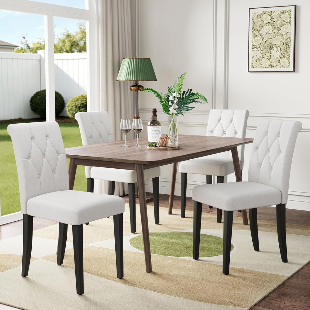 Welzona Upholstered Dining Chairs Set of 4, Button Tufted Parsons Dining Chai...