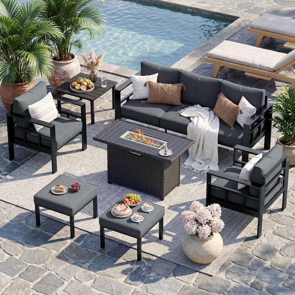 UDPATIO Aluminum Patio Furniture Set, 7-Piece Outdoor Sectional Set