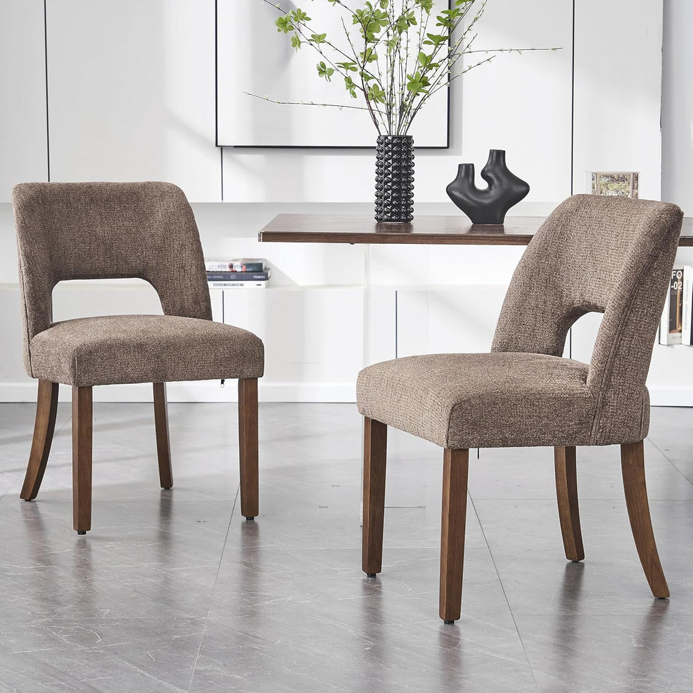 VKNOW Dining Chairs Set of 2, Fabric Dining Chairs, Brown