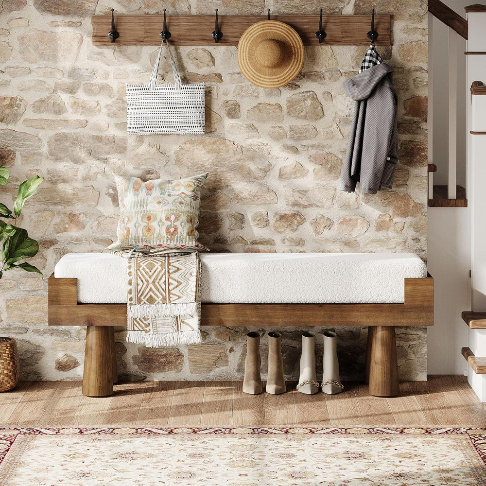 Tribesigns Upholstered Entryway Bench, Shoe Bench Padded Seat with Solid Wood...