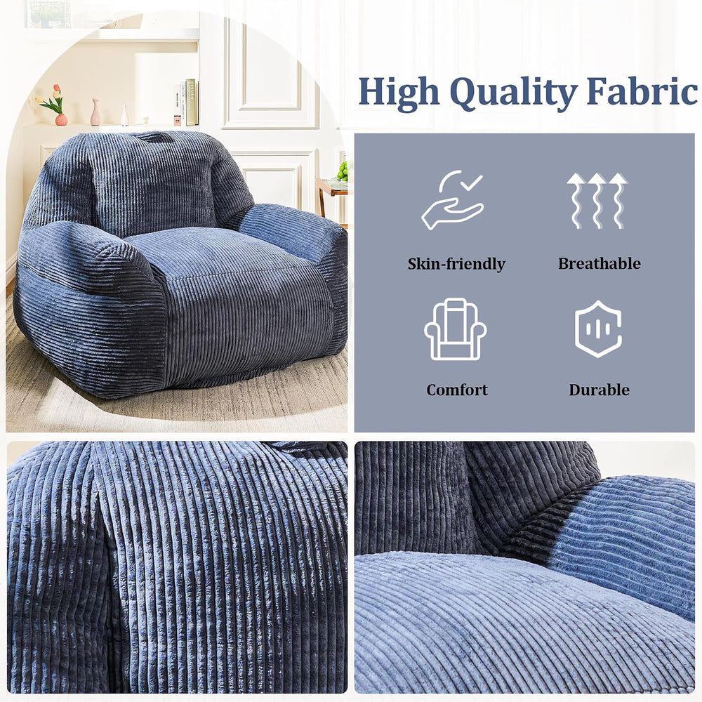 Giant Bean Bag Chair, Faux Fur Bean Bag Chairs for Adults, Fluffy and Comfy B...