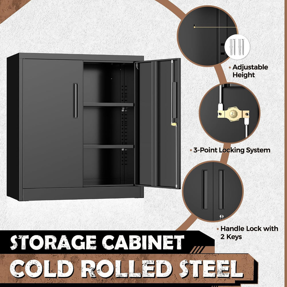 INTERGREAT Metal Storage Cabinet with Locking Doors, Lockable Steel Storage C...