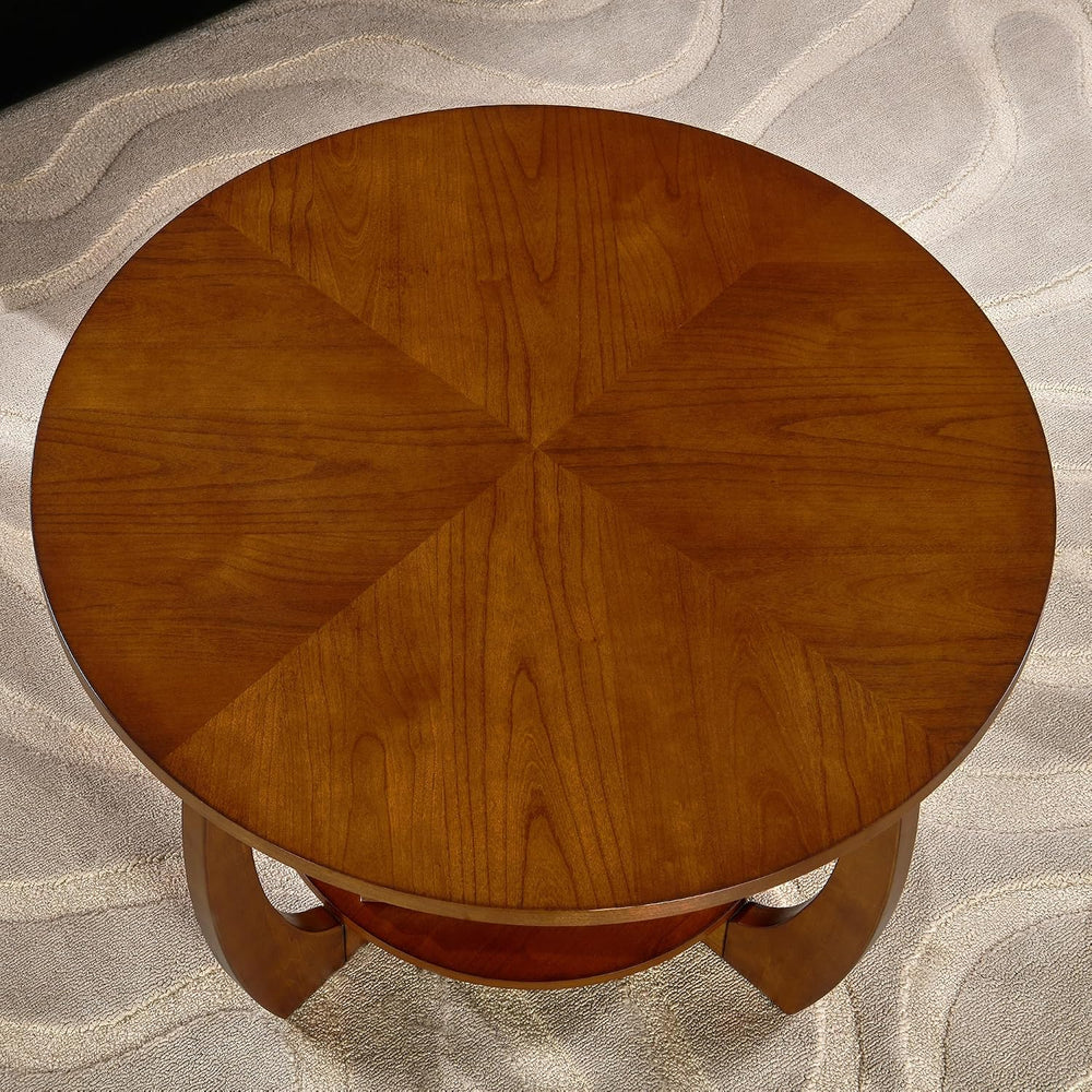 29.5" Round Coffee Table, 2-Tier Circle Coffee Table with Storage Remova...
