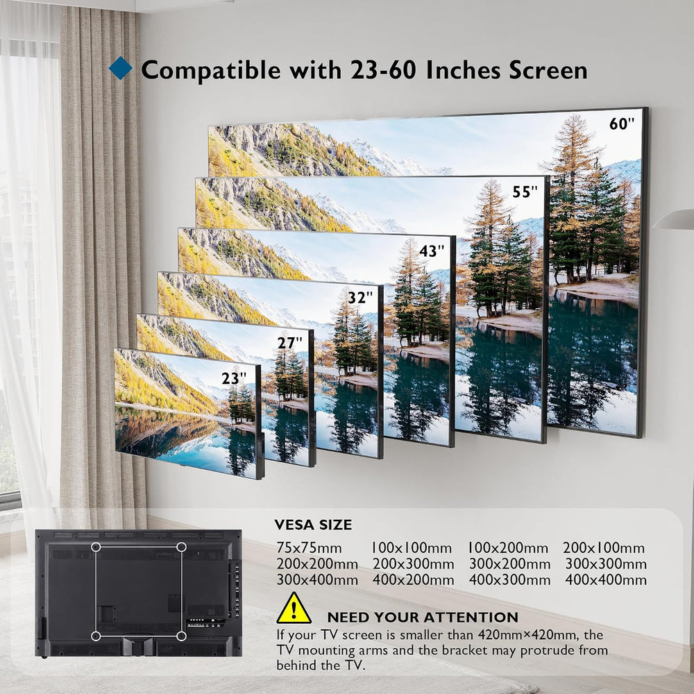 BONTEC TV Wall Mount Tilting for 23-60 inch TVs, Low Profile Design, Max VESA...