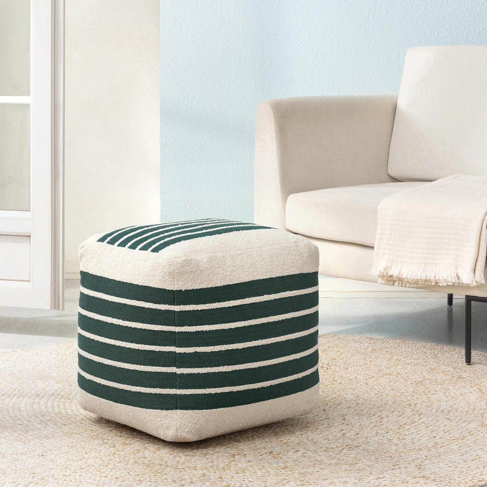 Anji Mountain Artisan Crafted Cotton Blend Pouf Ottoman | Versatile Floor Sea...