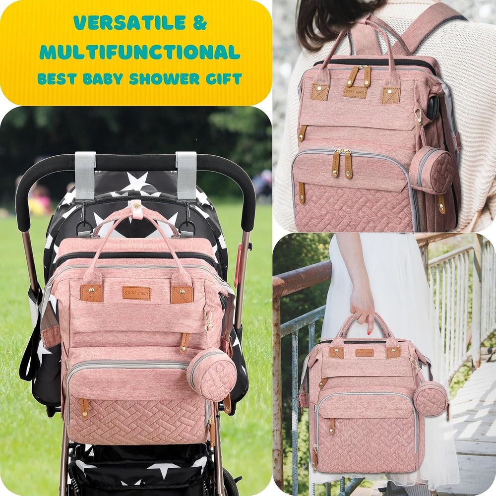 Diaper Bag Backpack with Changing Station, Pink
