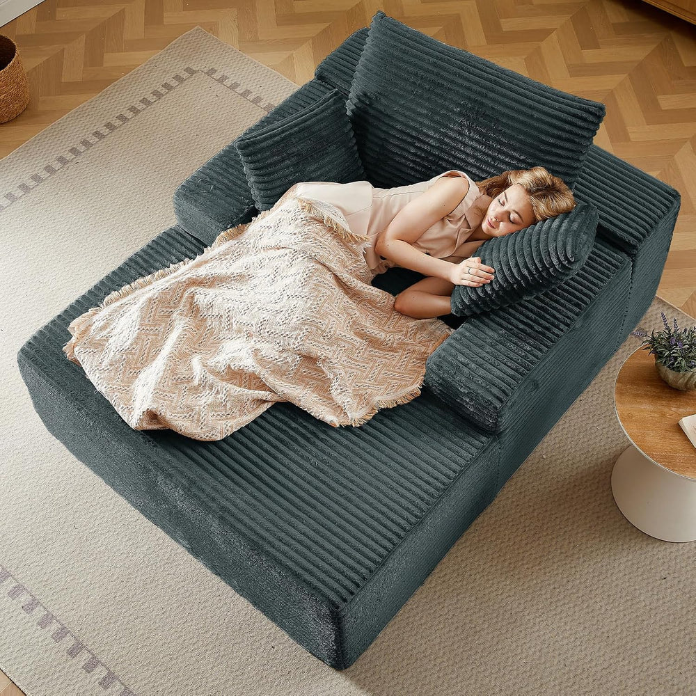 50"Oversized Chaise Lounge Chair Indoor,Corduroy Reading Chair with 3 Pi...