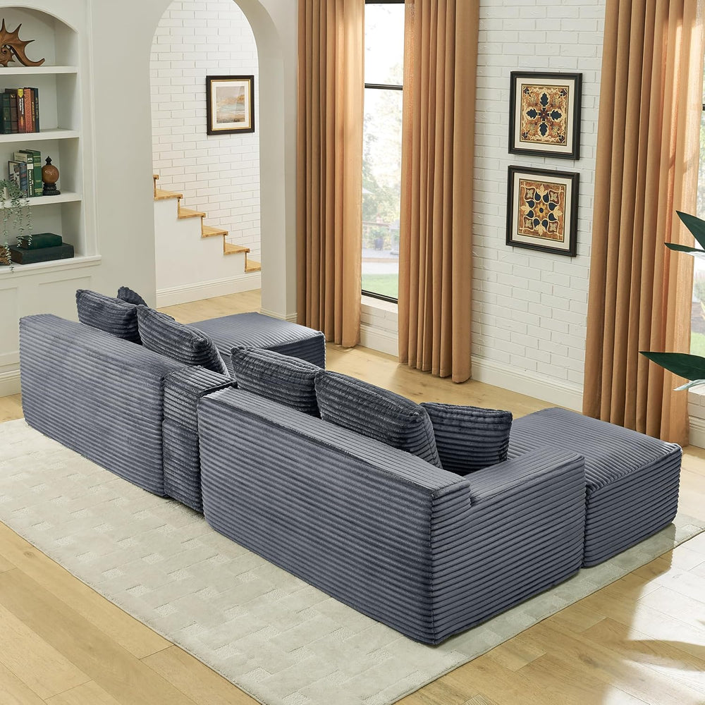 ERYE 127" U-Shaped Cloud Sectional Couch Oversized Modular Compressed Se...