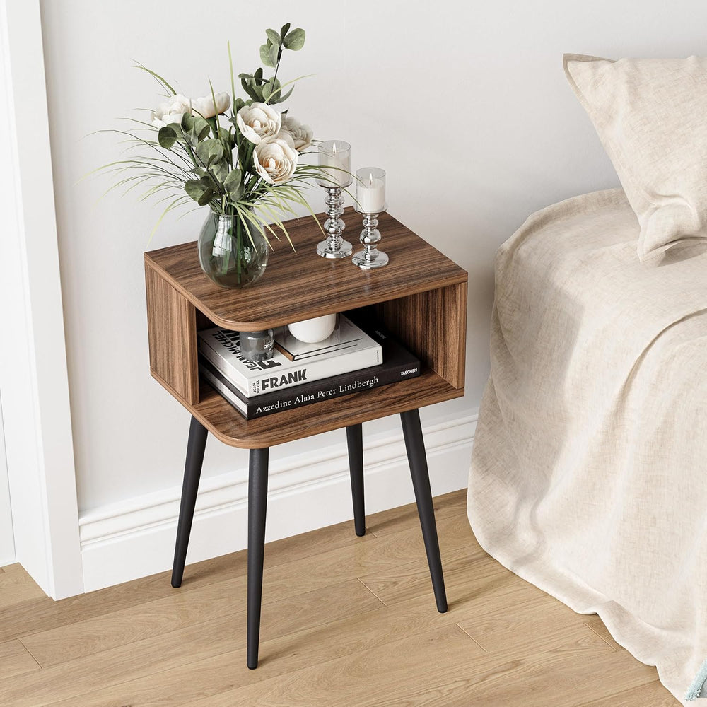 Nightstand Set of 2, Small Bed Side Table for Small Spaces, Mid Century Moder...