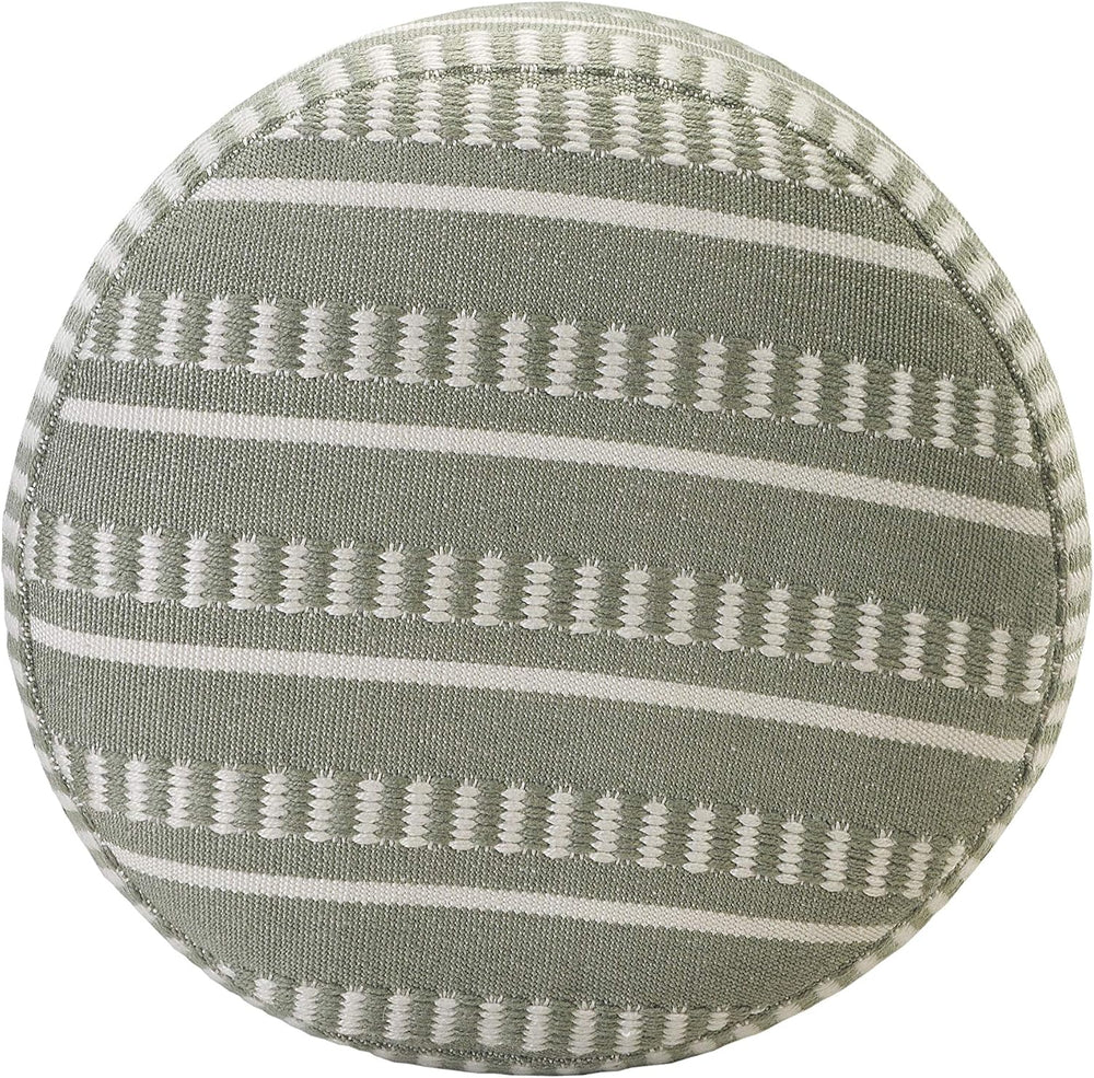 LR Home Dash and Stripe Geometric Indoor Outdoor Pouf, Green/White, 20" ...