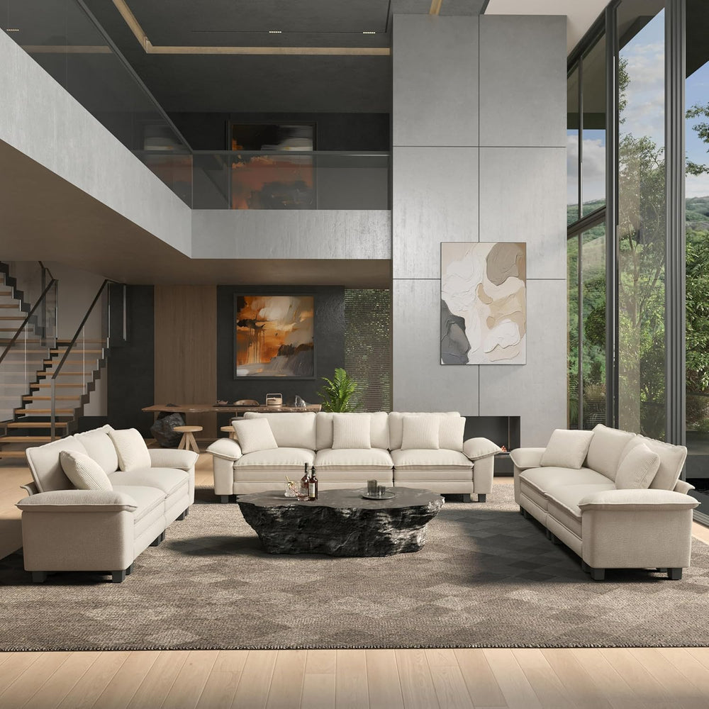 HERA'S HOUSE 3 Pieces Modular Sectional Couch Set with Armchair Loveseat ...