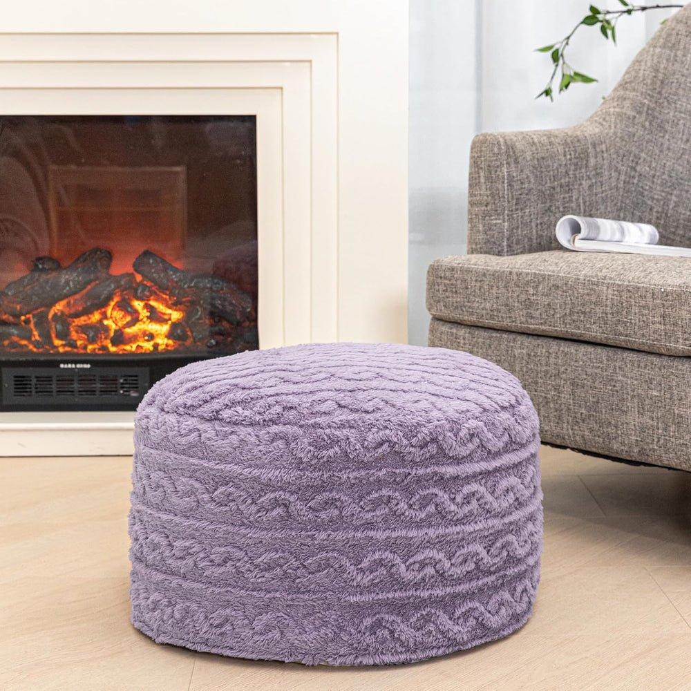 Pouf Ottoman Stuffed 20x20x12 Inches Floor Pouf Plush Fiber Ottoman Foot Rest...