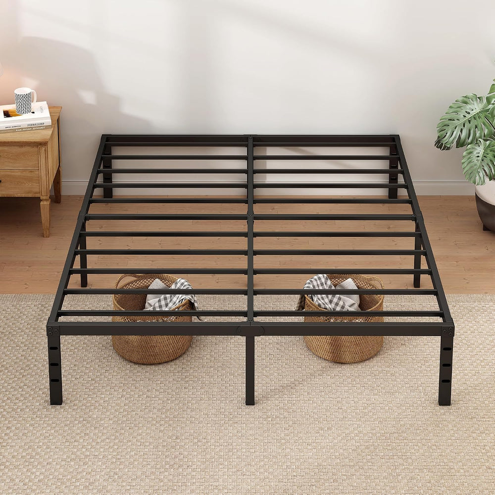 NEW JETO Metal Bed Frame,Queen Size Bed Frame with Storage Space,18 Inch