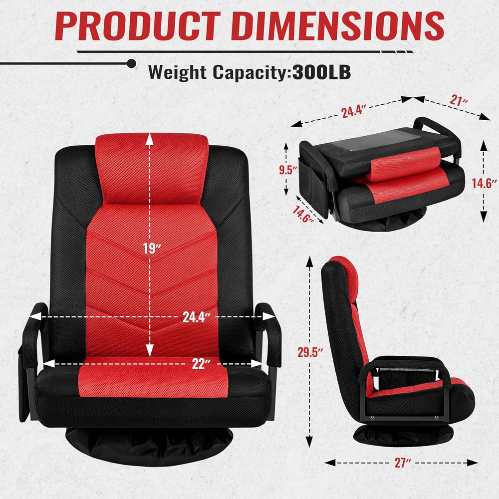 Yaheetech Floor Gaming Chair High-Back Swivel Adjustable Folding Seat Red | F...