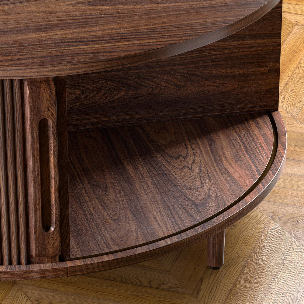 Round Coffee Table, 31.5" Fluted Center Table with Storage, Lift-Top Cof...