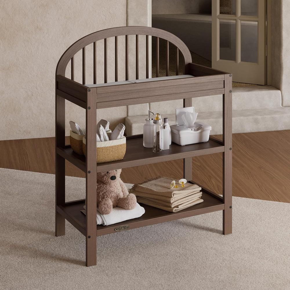 Graco Olivia Changing Table with Water-Resistant Changing Pad, Hazelnut
