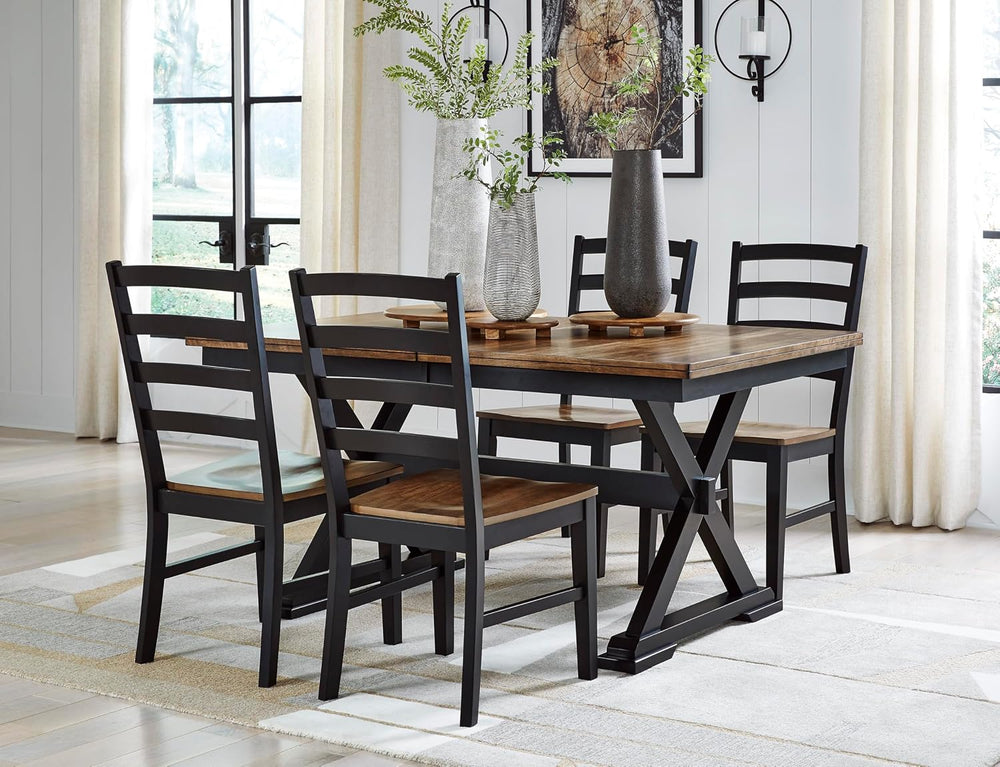 Signature Design by Ashley Wildenauer Dining Chairs Set of 2, Modern Ladderba...