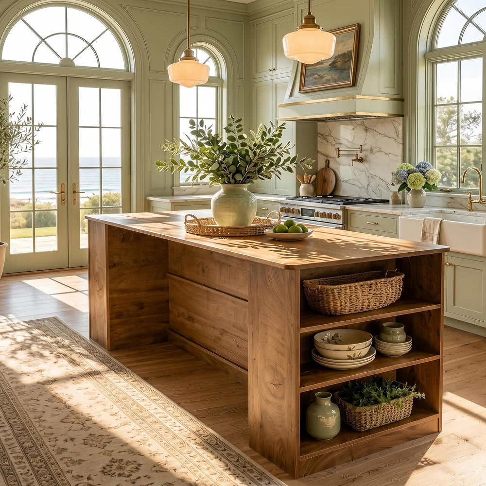 Tribesigns 71" Kitchen Island with Storage and Seating, Wooden Stationar...
