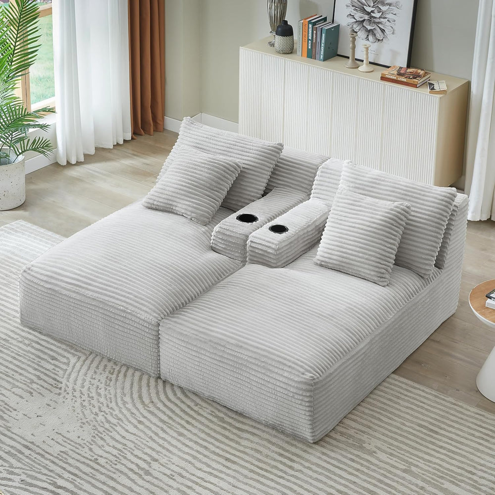 Eafurn Oversized Double Chaise Lounge Indoor with Cup Holders & Side Pock...