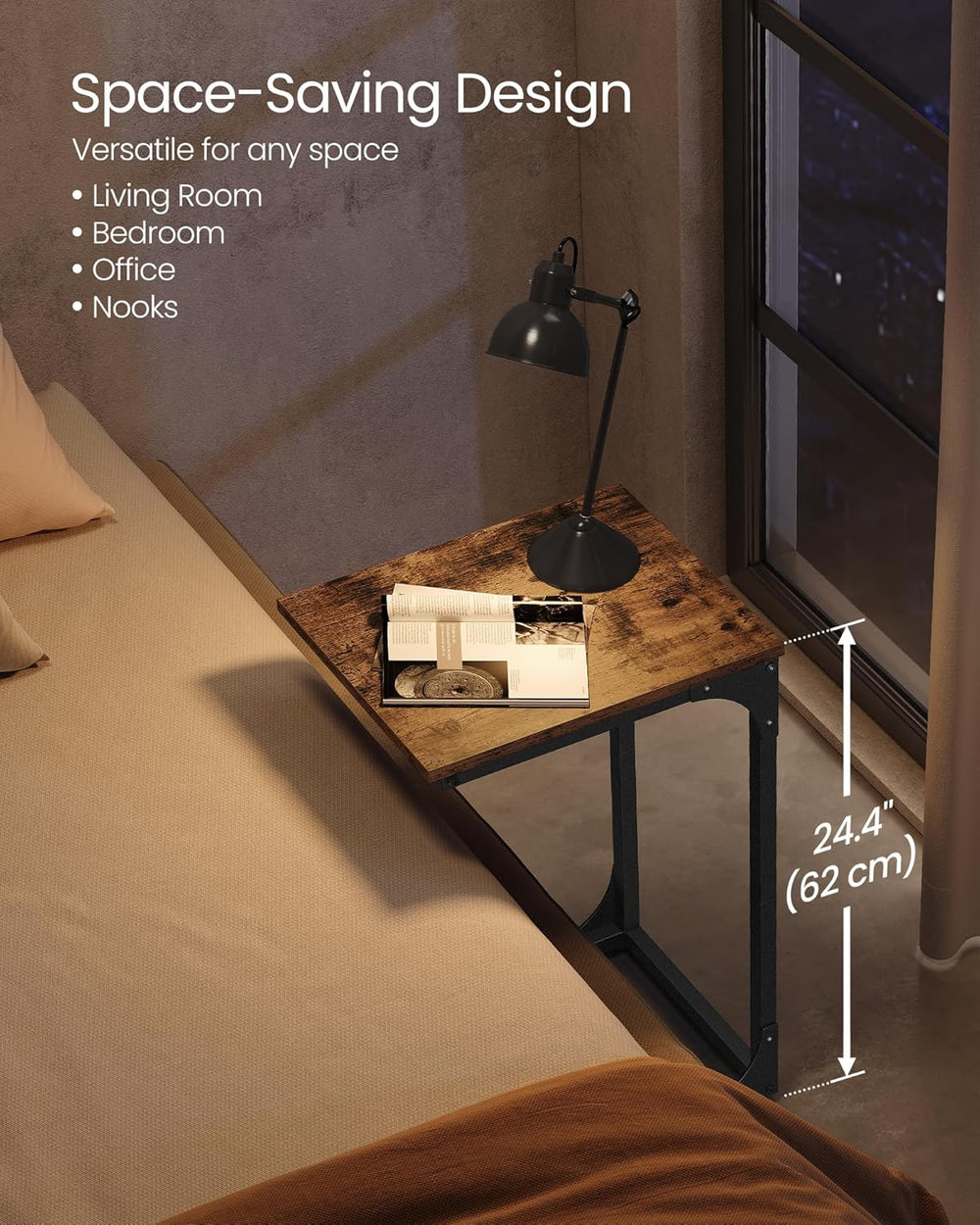 VASAGLE C-Shaped End Table, Small Side Table for Couch, Sofa Table with Metal...
