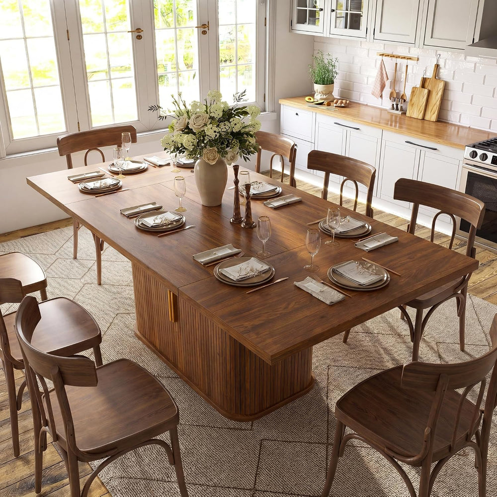 knoworld 78.7" Rectangular Dining Table for 6-10, Farmhouse Kitchen Furn...