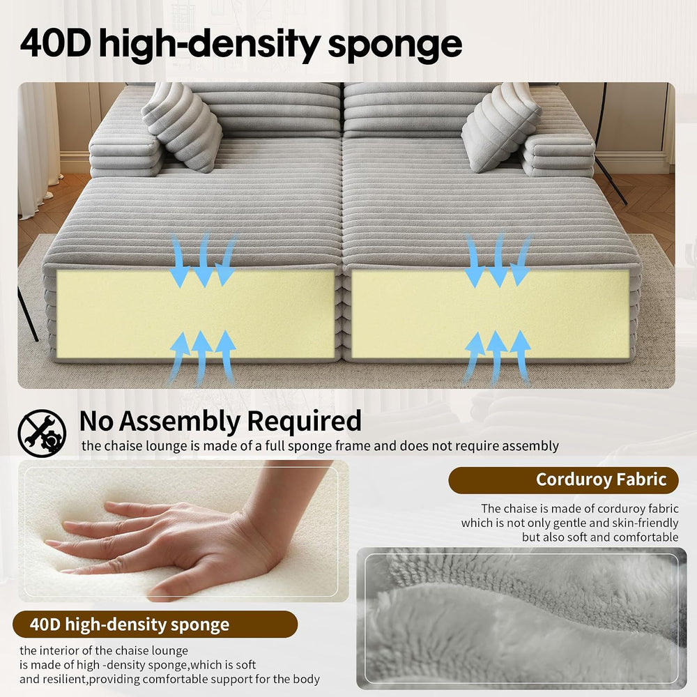 80" Oversized Double Chaise Lounge Chair, Plush Upholstered Sectional So...