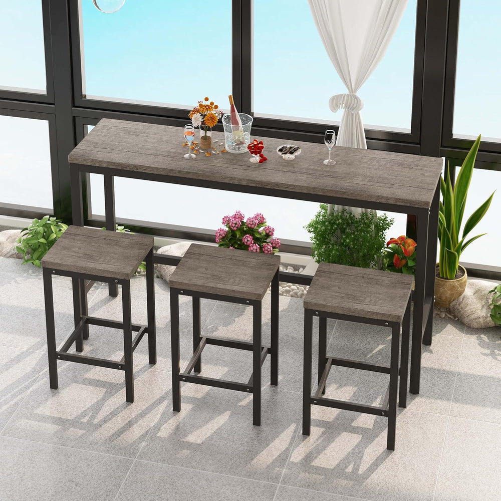Merax Modern Design 4-Piece Counter Height Extra Long Dining Table Set with 3...