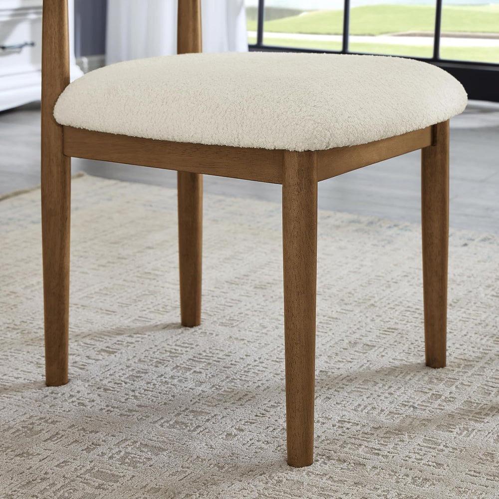 Roundhill Furniture Ellis Boucle Upholstered Dining Chairs, Set of 2, White/N...
