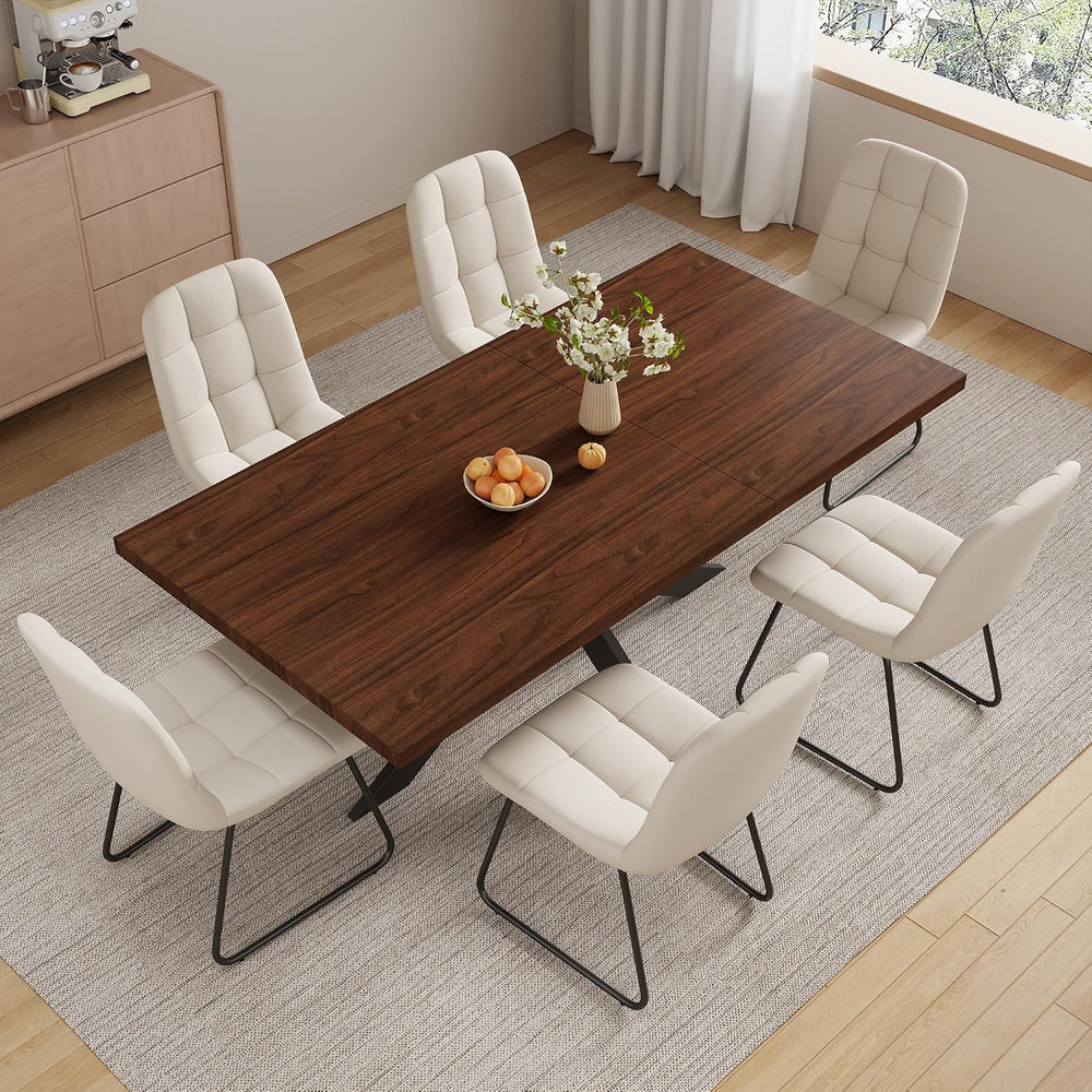 ZckyCine 7-Piece Dining Table Set, 6-Person Modern Rectangular Wooden 51"...