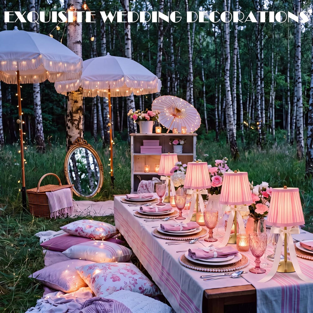 Wedding Cordless Table Lamp Rechargeable, Pink, 4 Pack