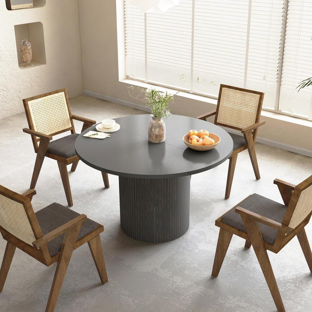 weselon Round Dining Table for 4, Modern Farmhouse Kitchen Table, 47 Inch Sma...