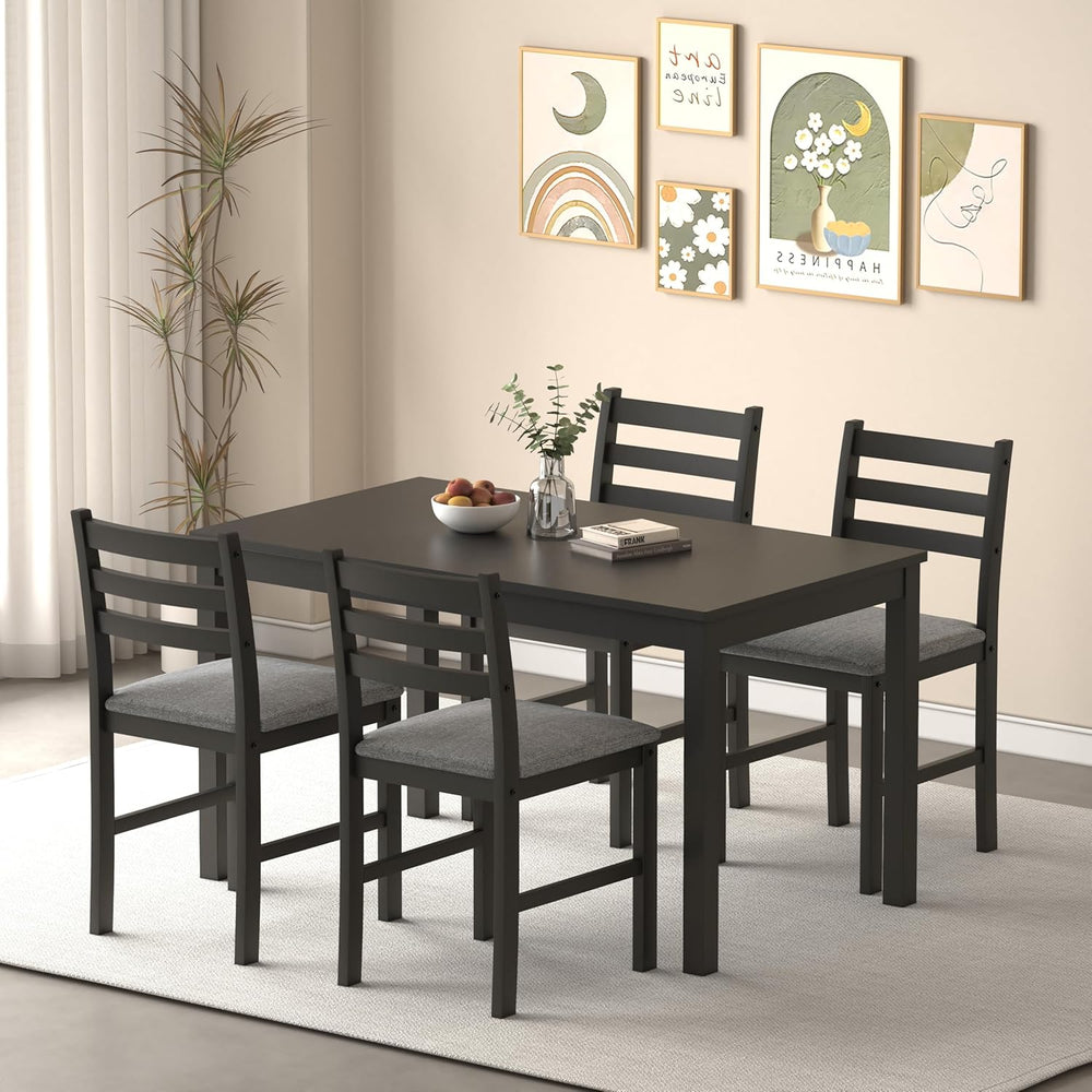 WiberWi Dining Table Set for 4, Solid Wood Kitchen Table and Chairs Set of 4,...