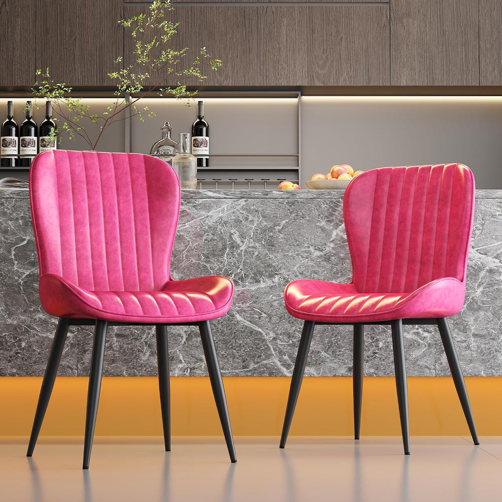 Dining Chairs Set of 4,Pink Leather Dining Chair Upholstered,Kitchen Chair,Mo...