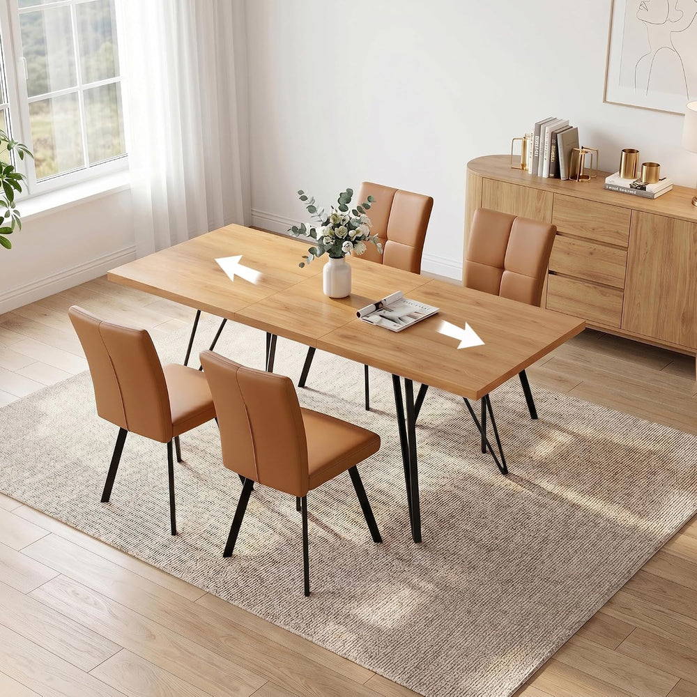 HIPIHOM Extendable Dining Table Set for 4-6, 55 to 71 Inch Expandable Dining ...