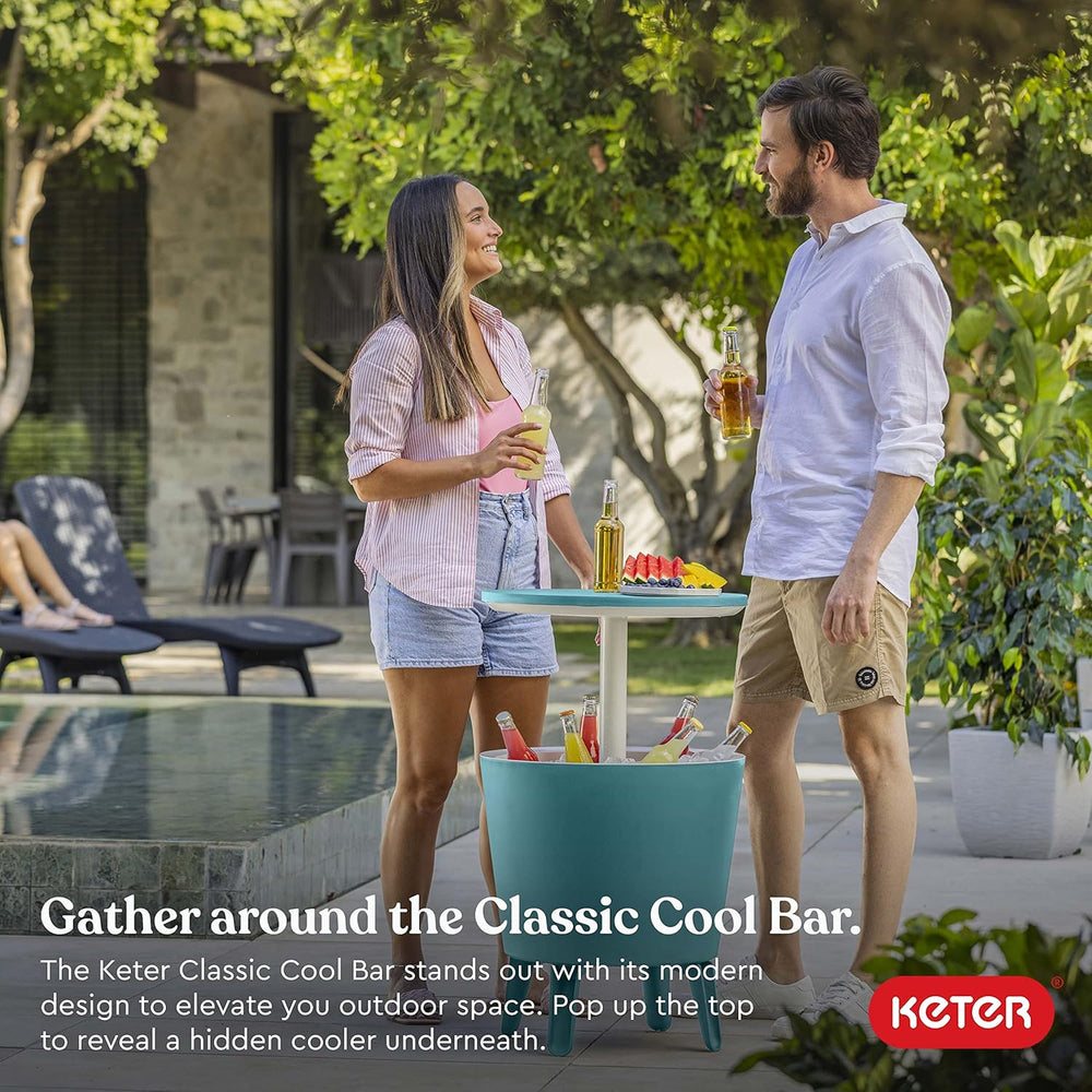 Keter Modern Cool Bar Outdoor Patio Furniture and Hot Tub Side Table with 7.5...