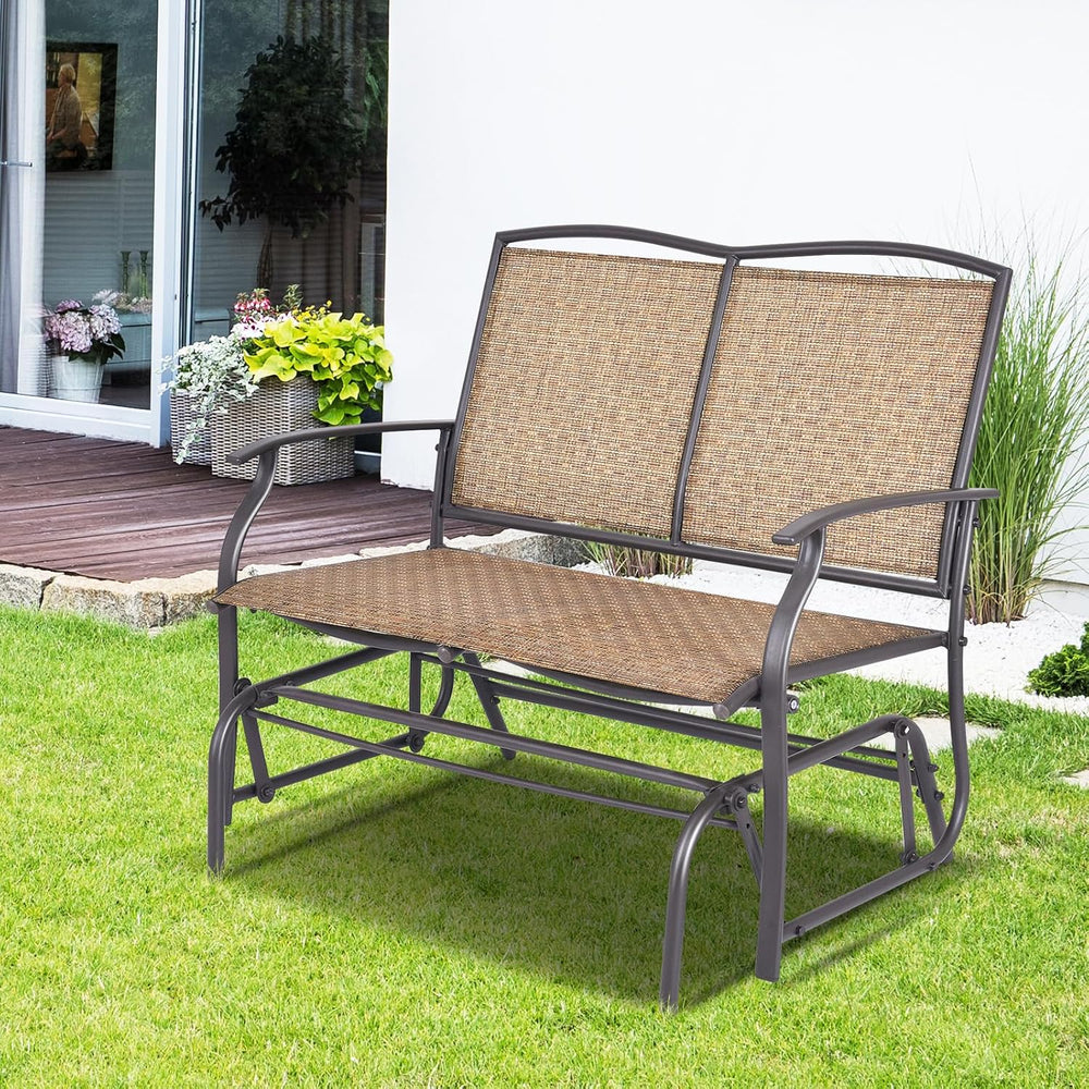GIANTEX Patio Glider Benches for Outside, Swing Glider Chair w/Steel Frame | ...