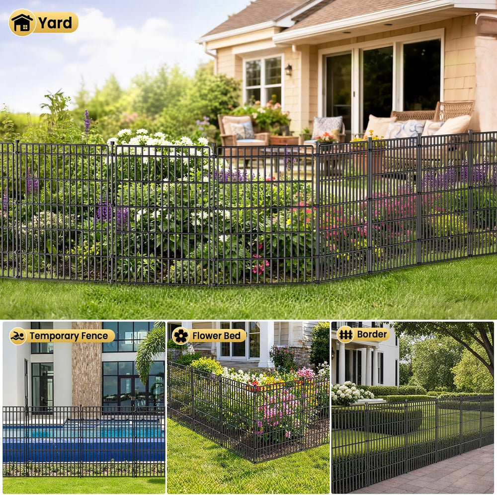 No Dig Garden Fence, Dog Fencing Outdoor for Yard, 5 Panels with Gate