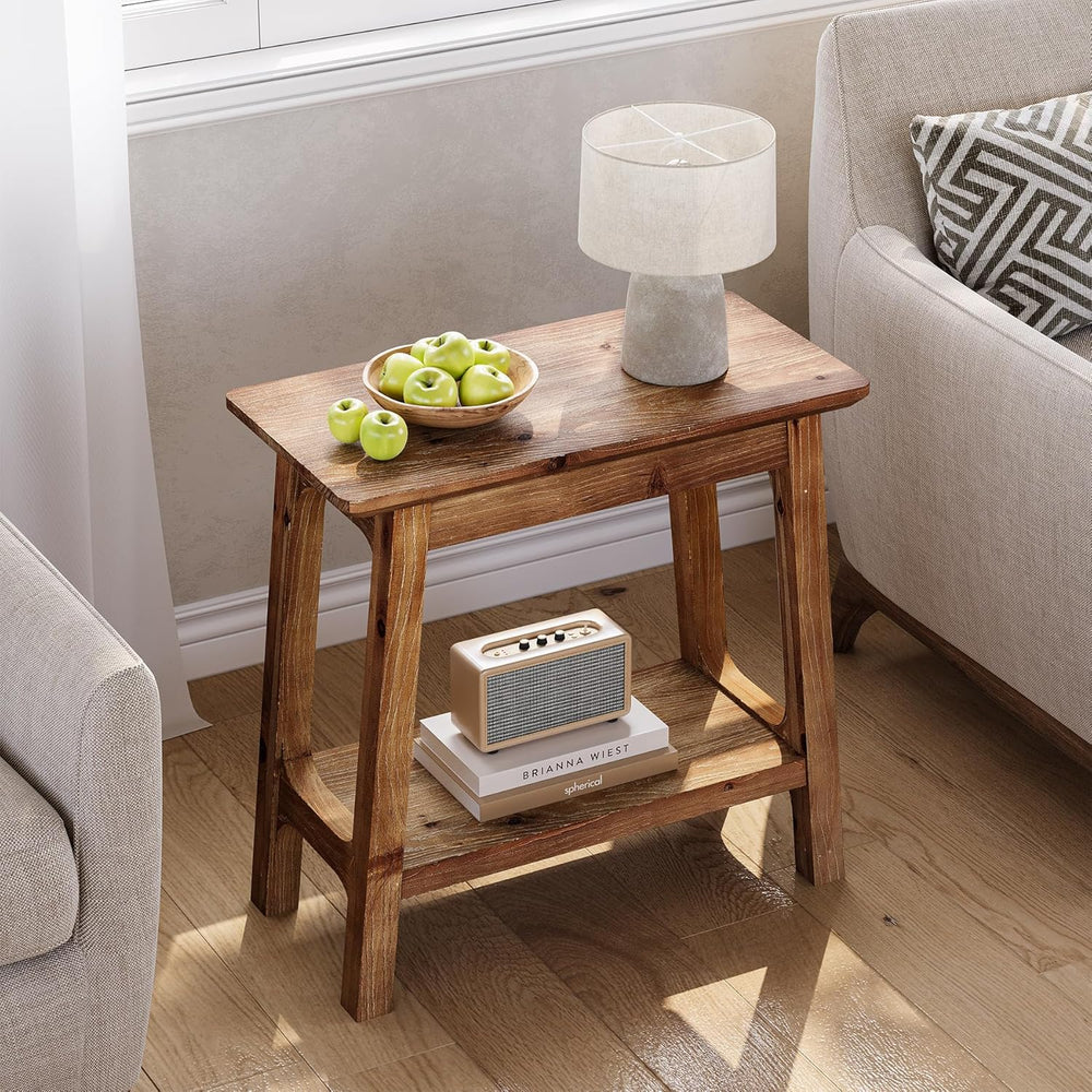 LITTLE TREE Narrow Side Table, Solid Wood Slim End Table for Small Spaces, 23...