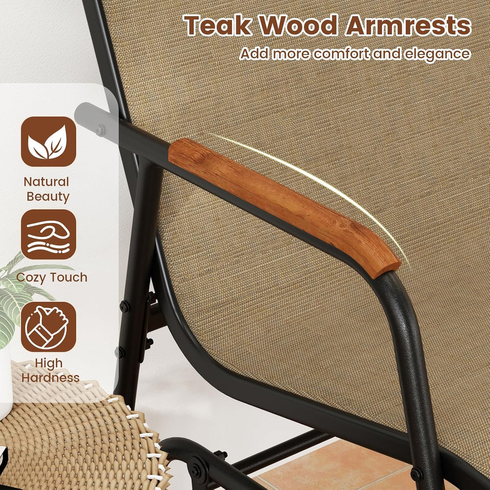 Giantex Patio Glider, 3-Person Swing Gliding Loveseat with Curved Teak Armres...
