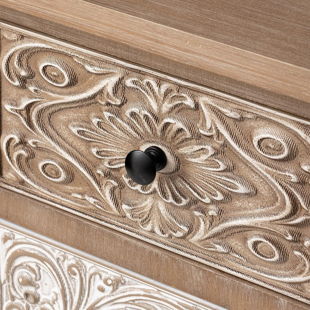 COSIEST 8-Drawer Boho Accent Cabinet, Hand-Carved Wood, Fully Assembled