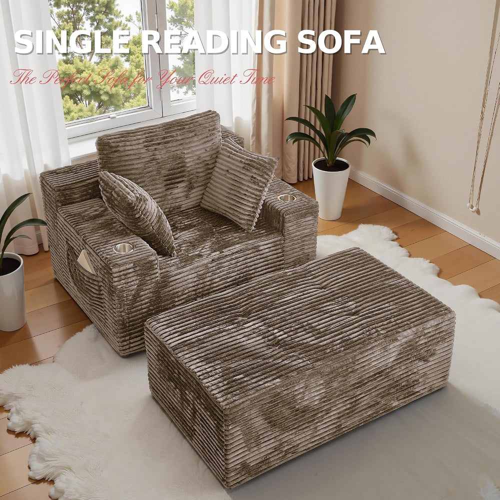 66" Chaise Lounge Chair Indoor,Oversized Boneless Single Sleeeper Couch ...