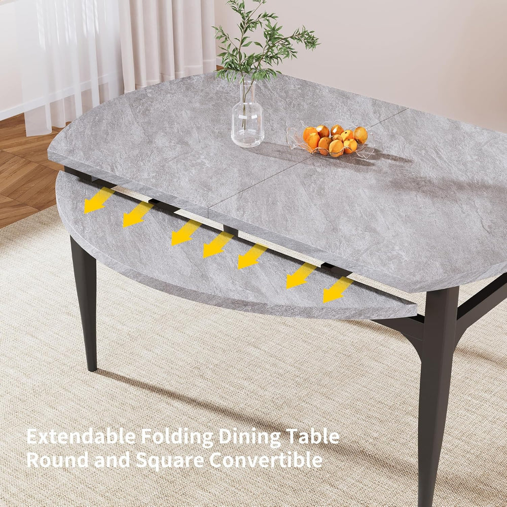 HIPIHOM Expandable Folding Dining Table Set, 55-Inch Round to Square Table wi...