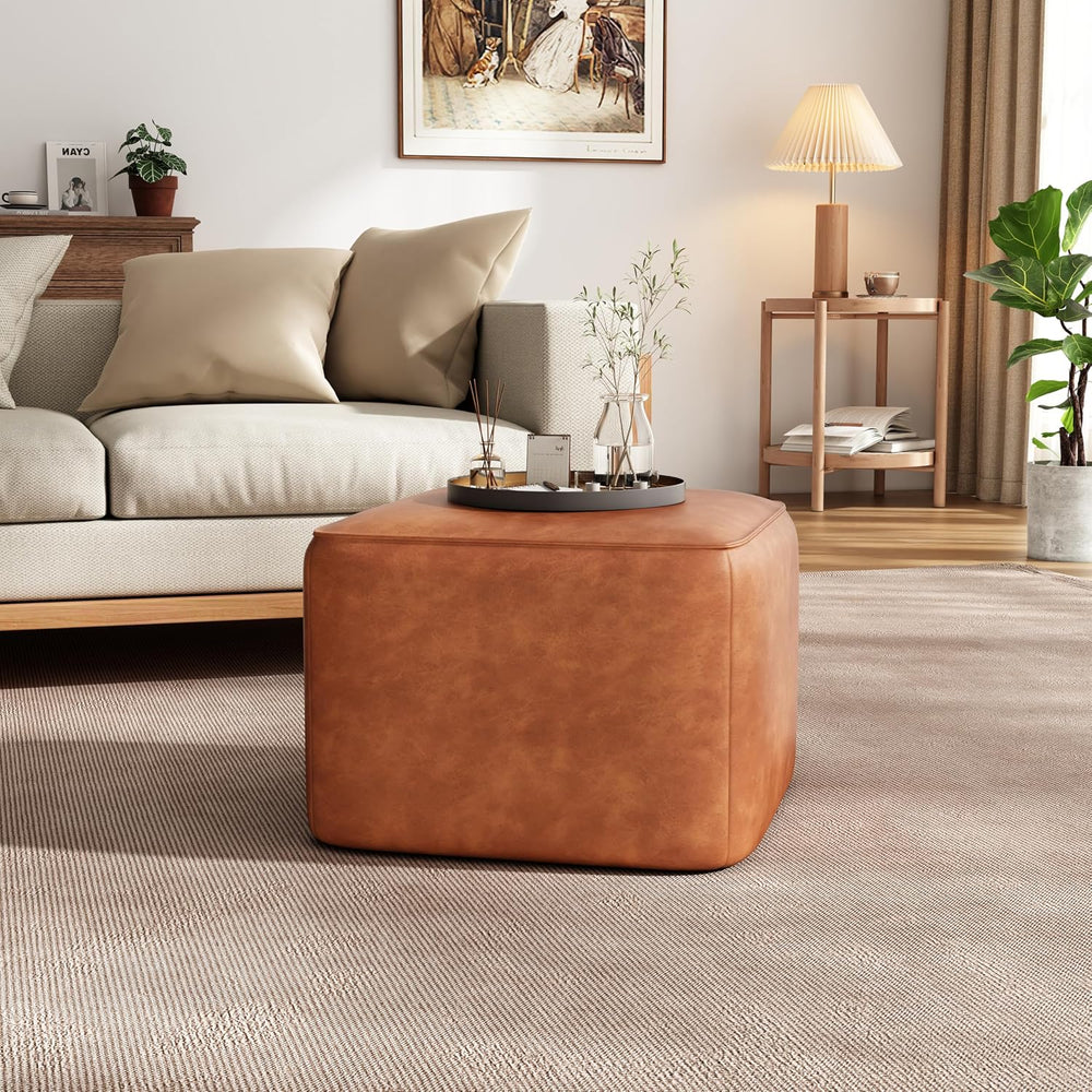 Christopher Knight Home Ellis Faux Leather Pouf Ottoman Foot Rest, Square PU ...
