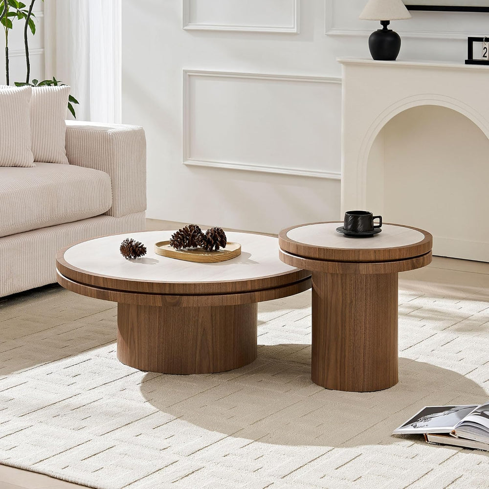 Round End Table, 19.49'' Mid Century Modern Faux Marble Side Table, C...