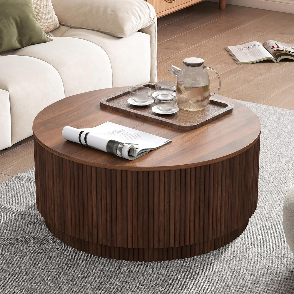31.5" Round Coffee Table with Storage, Mid Century Modern Coffee Tables ...
