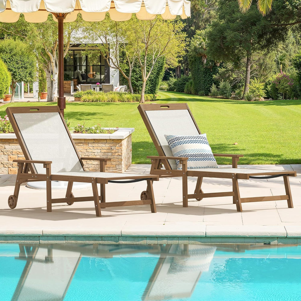 LUE BONA Lounge Chair Outdoor Set of 2,HDPS & HDPE Wicker Adjustable Chaise