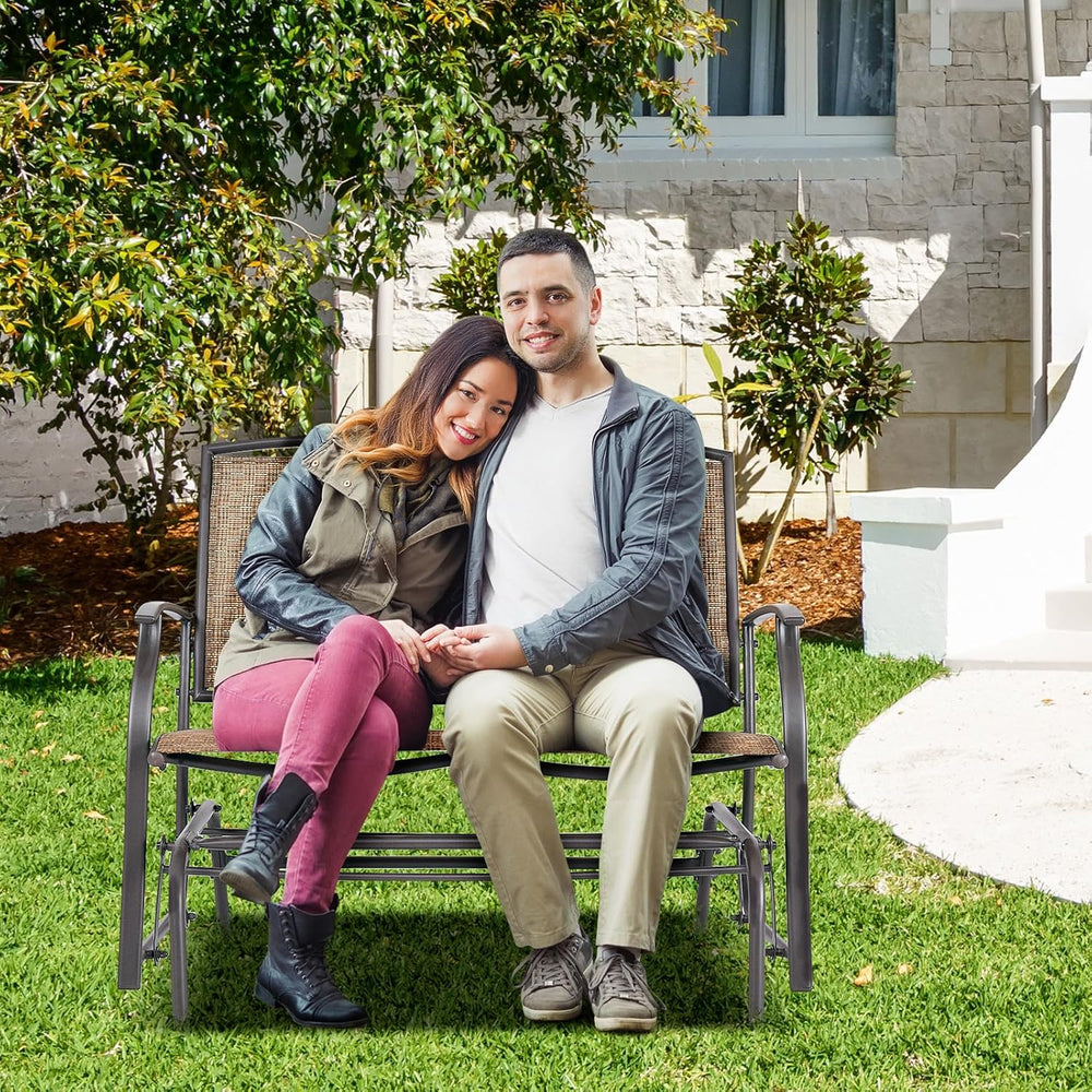 GIANTEX Patio Glider Benches for Outside, Swing Glider Chair w/Steel Frame | ...